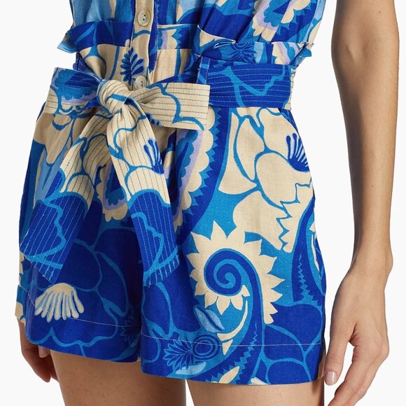 EUC FARM RioTropical Groove Romper Blue and White Size XL - Picture 4 of 10